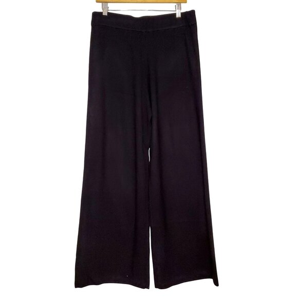 Splendid Women's Black Wide-Leg Pants L/G Viscose & Polyester Blend Sweater Knit - Picture 1 of 6